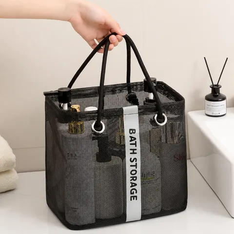 Borsa da Toeletta in Maglia da Uomo Impermeabile Portatile Viaggio Borsa di Lavaggio Grande Capacità Cestino Doccia
