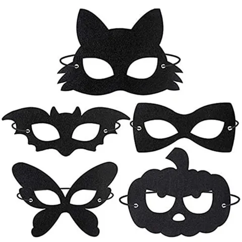 Black Felt Halloween Masks Adults Kids Bat Pumpkin Butterfly Animal Party Eye Masks Elastic Stage Carnival Decorations