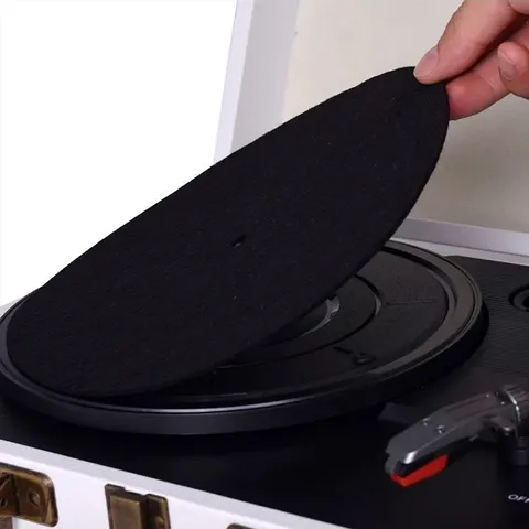 Alfombrilla de Fieltro para Tocadiscos de Vinilo Protector Antiestático Minimalista Retro Accesorios para Tocadiscos