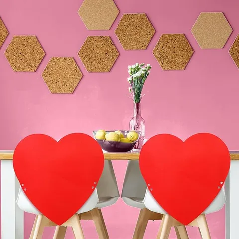 Valentine's Day Heart Shaped Felt Chair Back Cover Romantic Red Hollow Out Chair Slipcover For Wedding Banquet Party Decoration Venue Layout Supplies