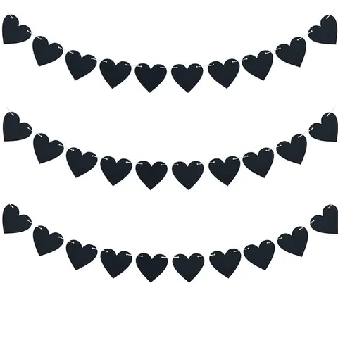 Gothic Zwart Hart Vilt Banner Valentijnsdag Bruiloft Feest Gepersonaliseerde Decoratie Hangende Guirlande Niet-geweven Stof Pull Flower