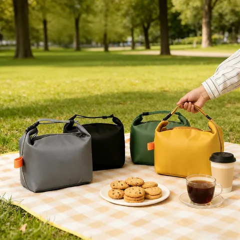 Portable Insulated Lunch Bag Waterproof Thickened Oxford Cloth Lunch Box Handbag Thermal Bento Bag For Work Commuting