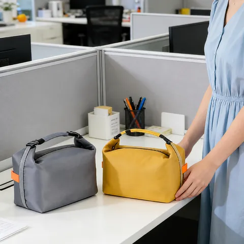 Portable Insulated Lunch Bag Waterproof Thickened Oxford Cloth Lunch Box Handbag Thermal Bento Bag For Work Commuting