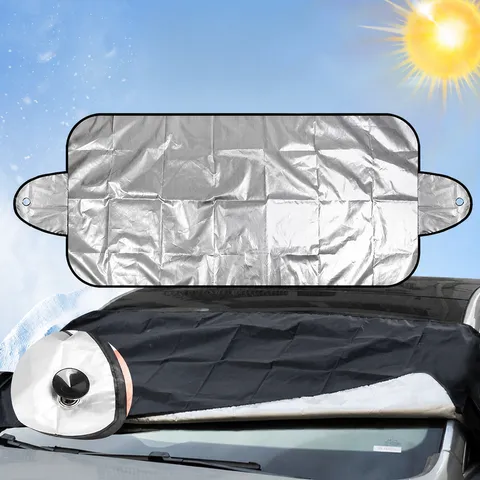 Car Windshield Sunshade Foldable Silver Coated Cloth UV Protection Front Window Cover Automotive Interior Accessories