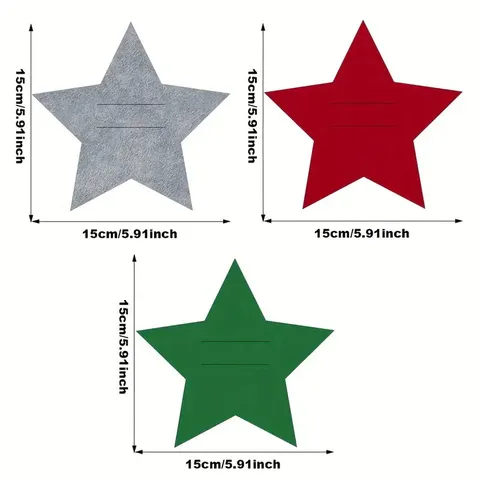 Christmas Felt Star Cutlery Holder Pocket Red Green Grey Star Cutlery Bag For Christmas Party Table Decor