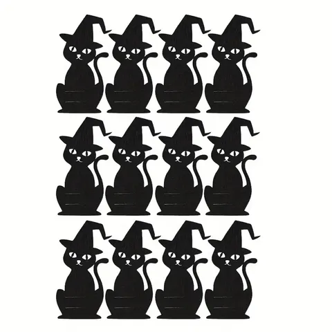 Halloween Felt Cutlery Holder Placemat Black Cat Spider Ghost Pattern Table Decoration For Halloween Party Dining Table Decor