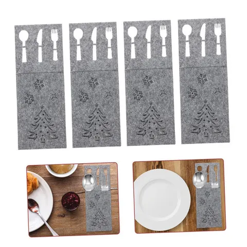Christmas Tree Snowflake Felt Cutlery Holder Organizer Pocket For Table Decoration Fork Knife Spoon Dining Bag Holiday Ornament