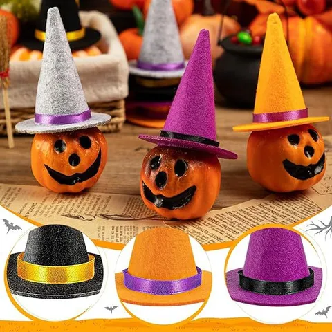 Mini Halloween Felt Witch Hat Colorful Conical Mini Witch Hats For Party Decorations Tabletop DIY Crafting Accessory