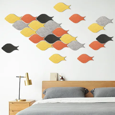 Adesivi Murali a Forma di Pesce in Feltro Creativo Nordico Moderno Minimalista 3D Decorazione Murale per Soggiorno Camera da Letto Ufficio