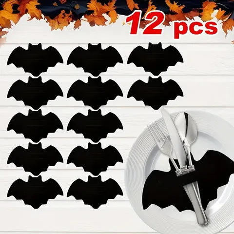Halloween Felt Cutlery Holder Bat Pumpkin Ghost Shaped Table Mat Spoon Fork Pocket For Party Table Decoration Supplies
