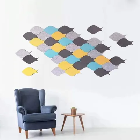 Adesivi Murali a Forma di Pesce in Feltro Creativo Nordico Moderno Minimalista 3D Decorazione Murale per Soggiorno Camera da Letto Ufficio