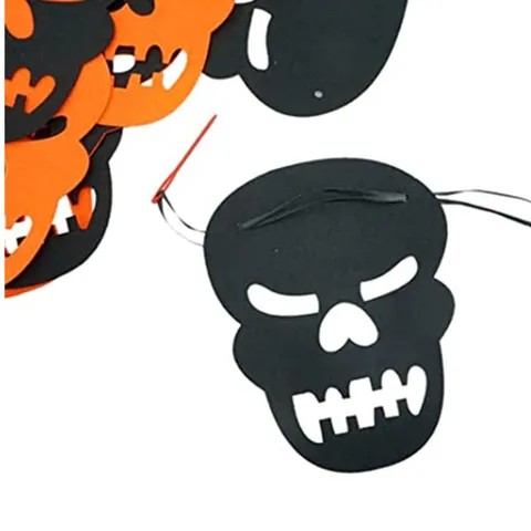 Halloween Totenkopf Banner Girlande Schwarz Orange Filz Wimpelkette Für Geburtstag Party Innen Haus Dekoration Girlande Hängende Ornamente