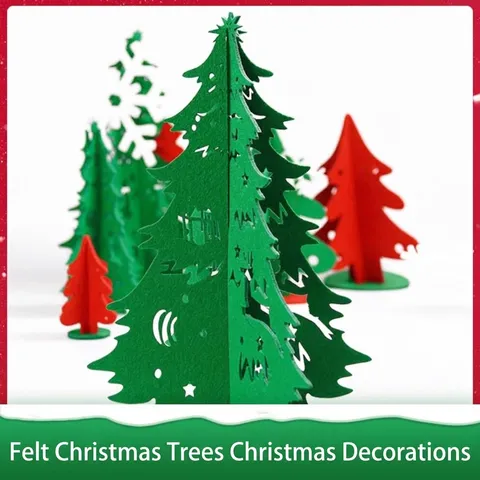 Albero di Natale in Feltro 3D DIY Decorazione da Scrivania Albero di Natale in Tessuto Non Tessuto Traforato per Festa