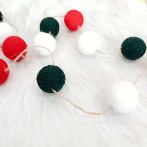 Handgefertigte Wollfilzball Girlande Weihnachtsbaum Tischdeko Pompom Kette Für Kinderzimmer Home Party Dekoration Festliches DIY Handwerk