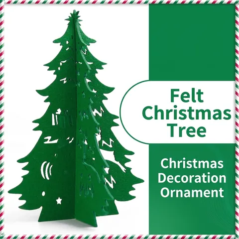 Albero di Natale in Feltro 3D DIY Decorazione da Scrivania Albero di Natale in Tessuto Non Tessuto Traforato per Festa