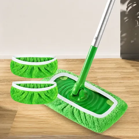 Herbruikbare Wasbare Microvezel Mop Vervangingsdoek En Platte Mopstang Voor Vloerreiniging Huishoudelijk Gereedschap