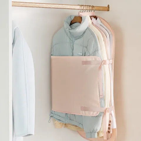 Wardrobe Clothes Compression Storage Bag Hanging Dust Cover Polyester Space Saver Organizer For Bedroom Closet
