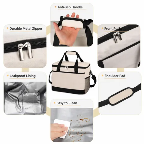 Portable Insulated Cooler Bag Waterproof Oxford Cloth Thermal Picnic Bag Large Capacity Camping Food Storage Organizer