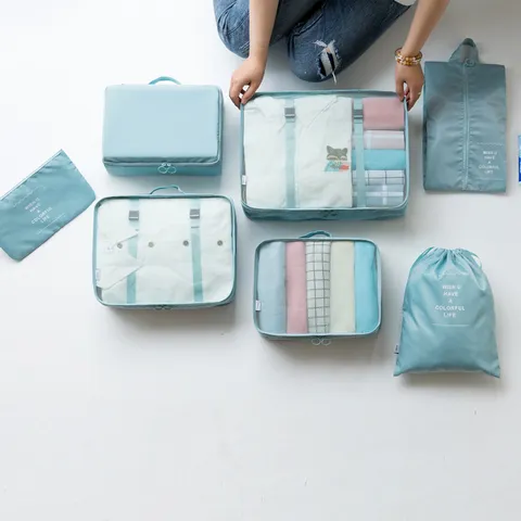 Reiseaufbewahrungstaschen Wasserdicht Oxford Stoff Gepäck Organizer Packwürfel Mit Mesh Wäschesack Für Kleidung Schuhe