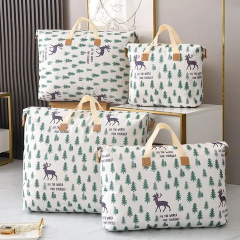 Large Capacity Storage Bag Thickened Non-Woven Quilt Clothing Organizer Cartoon Print Moving Packing Bag