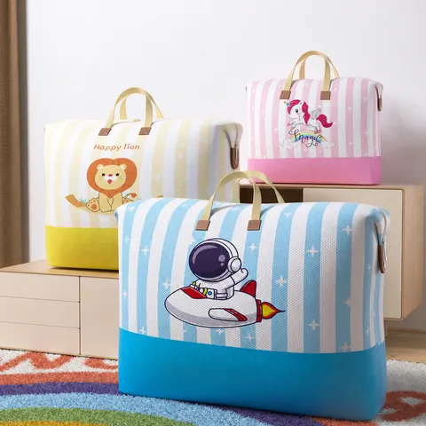 Thickened Non-Woven Fabric Storage Bag Large Capacity Quilt Organizer Cartoon Print Moving Packing Bag