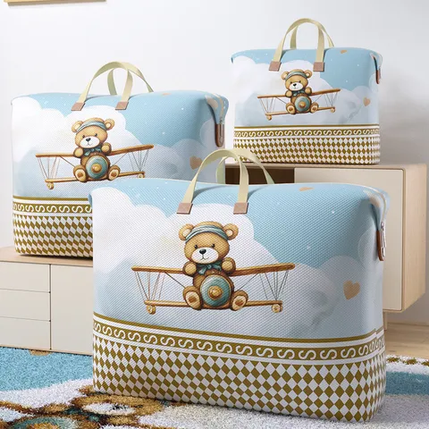 Foldable Non-Woven Quilt Storage Bag Moisture-Proof Blanket Organizer With Reinforced Handles And Zipper For Travel