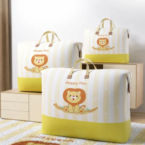 Thickened Non-Woven Fabric Storage Bag Large Capacity Quilt Organizer Cartoon Print Moving Packing Bag
