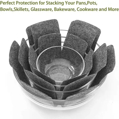 Protectores de Ollas de Fieltro Gris Separadores de Sartenes Alfombrillas para Utensilios de Cocina Resistente a Arañazos Aislamiento Térmico Manteles Individuales Vajilla