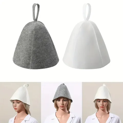 Felt Sauna Hat Heat Insulating Bath Cap For Men Women Sauna Room Protection Spa Banya Steamer Head Cover Gray White