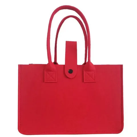 Handheld Felt Storage Bag Portable Reusable Shopping Bag Foldable Travel Organizer Tote Grocery Bag With Button Closure