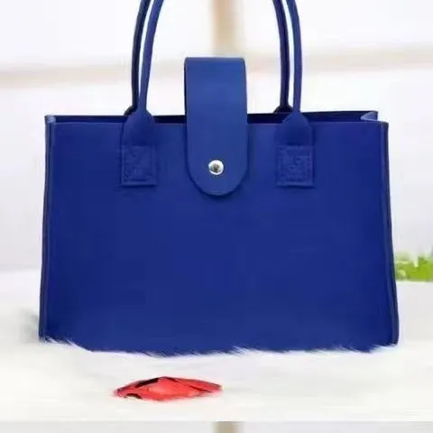 Handheld Felt Storage Bag Portable Reusable Shopping Bag Foldable Travel Organizer Tote Grocery Bag With Button Closure