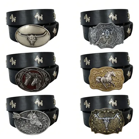Vintage Punk PU Lederen Riem Voor Vrouwen Mannen Retro Dieren Gesp Metalen Klinknagel Western Cowboy Tailleband