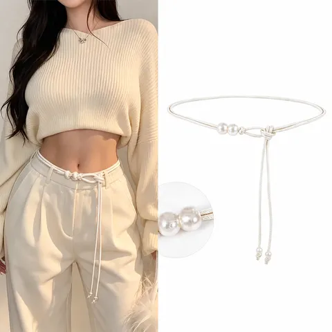 Damen Mode Schmaler PU Ledergürtel Langer Geflecht Taillenkette Kleid Dekorativer Schnürgürtel Schmuck Zubehör