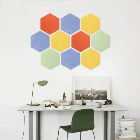 Hexagon Felt Wall Stickers Self Adhesive Memo Board Notice Bulletin Board For Home Office Classroom Wall Decoration Multicolor