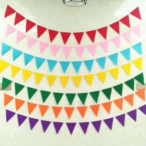 Non-woven Triangular Bunting Banner Colorful Pennant Flags For Birthday Party Wedding Shopping Mall Festive Decoration Long Garland