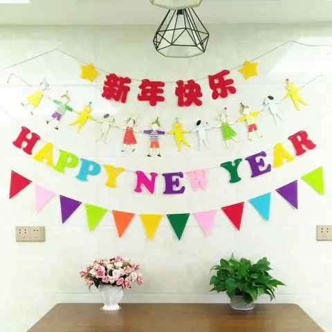 Non-woven Triangular Bunting Banner Colorful Pennant Flags For Birthday Party Wedding Shopping Mall Festive Decoration Long Garland
