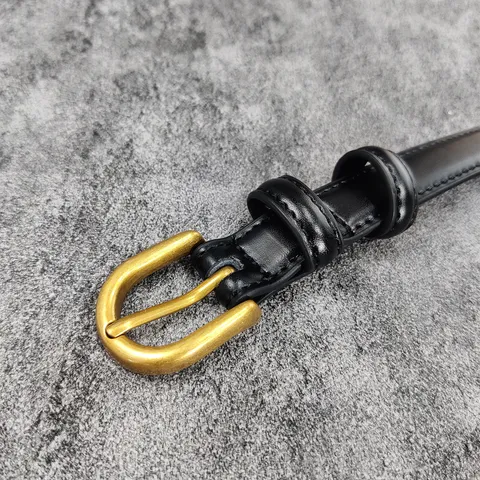French Vintage Genuine Leather Belt For Women Gold Metal D Ring Buckle Casual Dress Jeans Slim Waist Decorative Strap