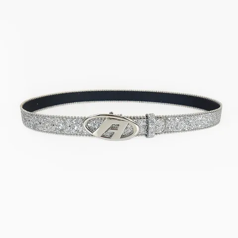 Fashion PU Leather Sequin Belt Women Waist Belt Shiny Letter A Metal Buckle Casual Jeans Dress Belt Punk Style