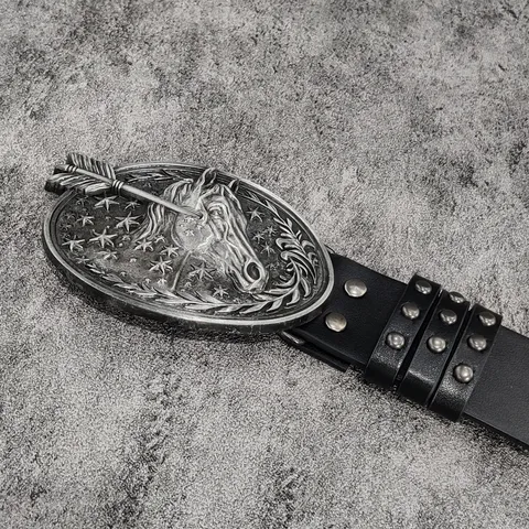 Vintage Punk Waist Belt For Men Women Retro Animal Buckle PU Leather Strap Metal Studs Fashion Waistband Jeans Dress