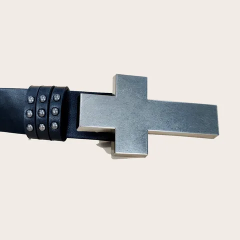 Punk Rock Unisex PU Leather Belt With Metal Cross Studs Hip Hop Alternative Style Waist Belt For Men Women Fashion Jeans Accessories