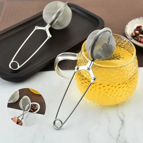 304 Stainless Steel Tea Infuser Mesh Tea Ball Strainer With Handle Herb Filter For Loose Leaf Tea Kitchen Teaware