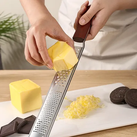 Stainless Steel Cheese Grater Lemon Zester And Chocolate Grater With Wooden Handle Multifunctional Kitchen Food Shredder Tool