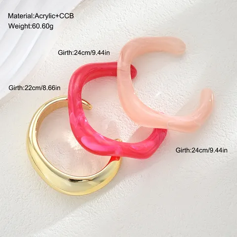 Conjunto de Brazaletes de Onda Geométrica Irregular para Mujer Brazalete de Resina Acrílica Chapado en Oro CCB Patrón de Mármol Joyería de Moda