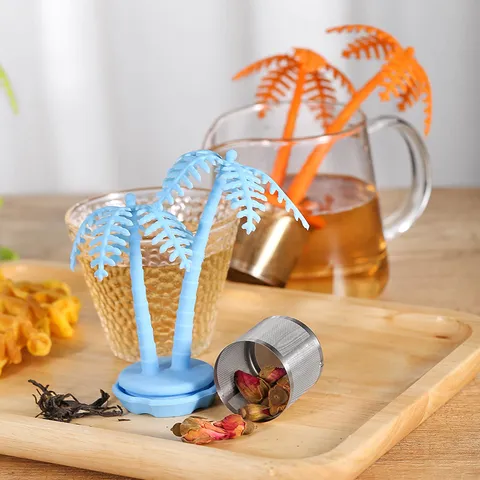 Infuseur à Thé Créatif en Forme de Palmier en Silicone et Acier Inoxydable Filtre à Thé Mignon Accessoires de Cuisine