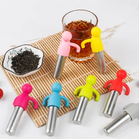 Infuseur à thé humanoïde créatif en acier inoxydable silicone filtre à thé mignon filtre à feuilles en vrac accessoire de cuisine