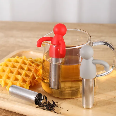 Infusor de Té de Silicona de Acero Inoxidable 304 Colador de Té Creativo de Hombrecito Filtro de Té de Hojas Oficina Hogar