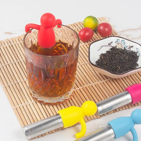 Infuseur à thé humanoïde créatif en acier inoxydable silicone filtre à thé mignon filtre à feuilles en vrac accessoire de cuisine