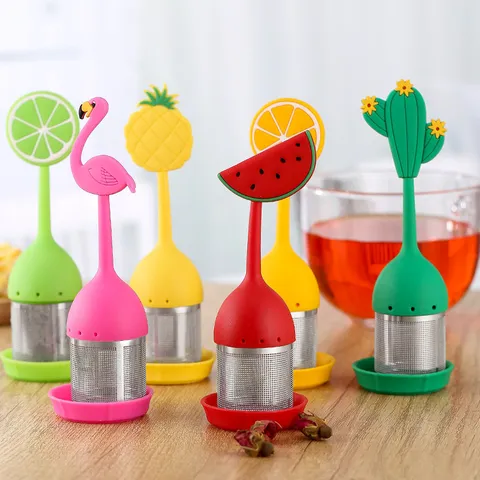 Creatieve Siliconen Thee-Ei Roestvrijstalen Theefilter Leuke Dieren Fruit Vorm Losse Blad Theezeef Kantoor