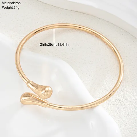 Bracciale Da Braccio In Metallo Dorato Minimalista Con Design Lava Per Donna Finitura Lucida Struttura Regolabile Gioiello Corpo