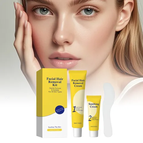 Crème Épilatoire Visage Et Kit de Soin Réparateur Apaisant Doux Lisse Ensemble d'Outils de Dépilation des Lèvres pour Soin Quotidien de la Peau